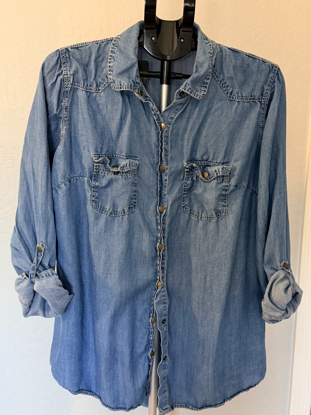Maurices Light Blue Denim Shirt